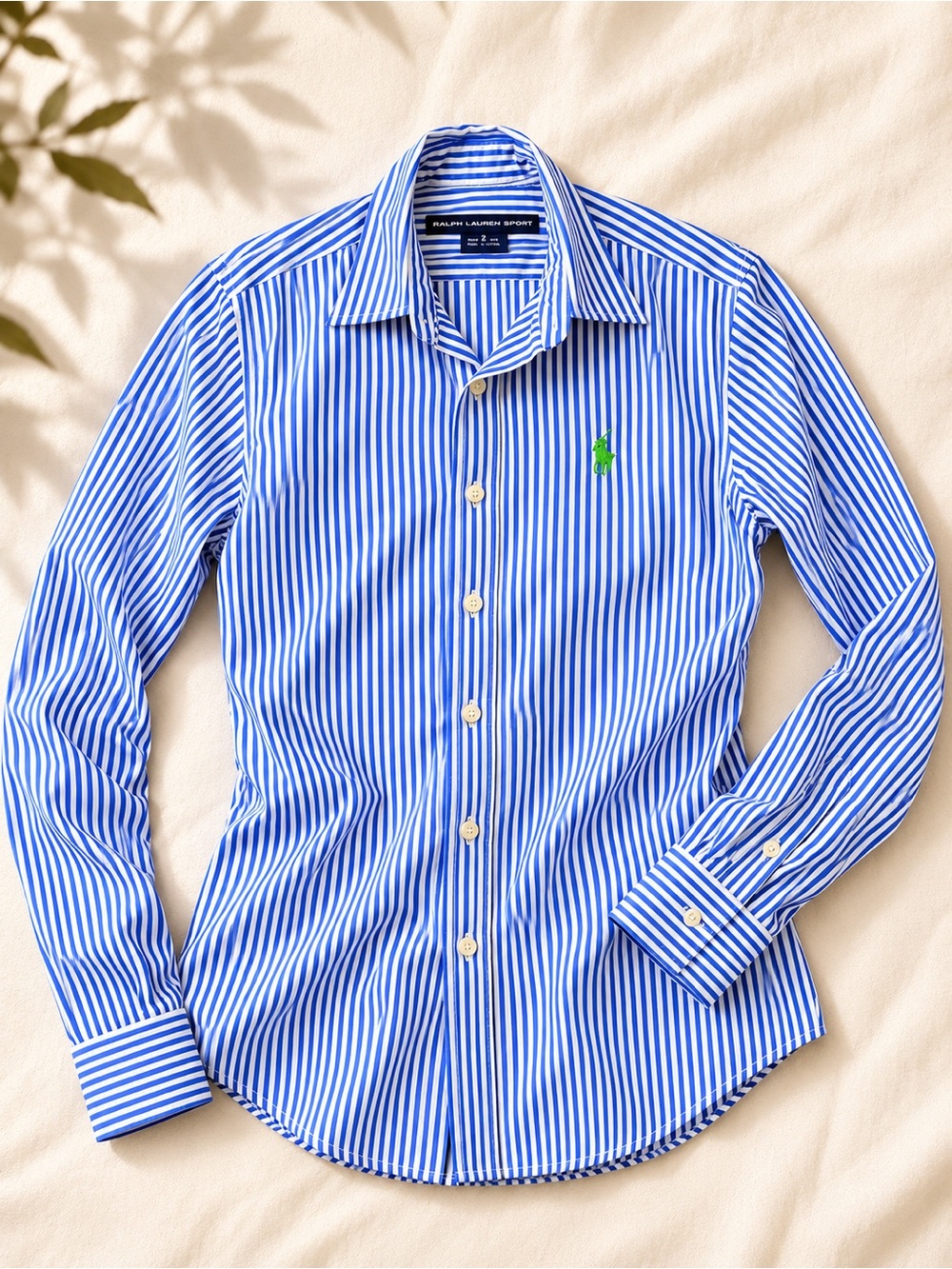 Ralph Lauren Sport Blue White Striped Button Down Shirt Size 2